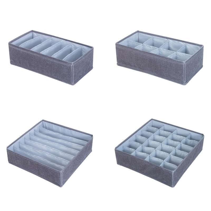 Underwear Drawer Organiser Internal Panty Socks Storage Box Gray