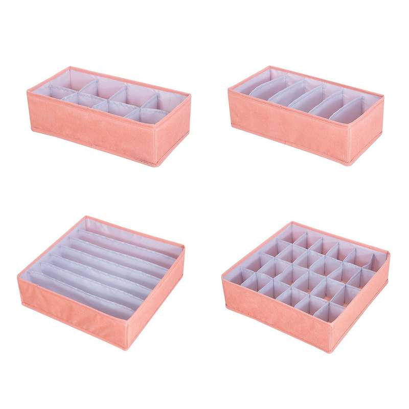 Underwear Drawer Organiser Internal Panty Socks Storage Box Pink