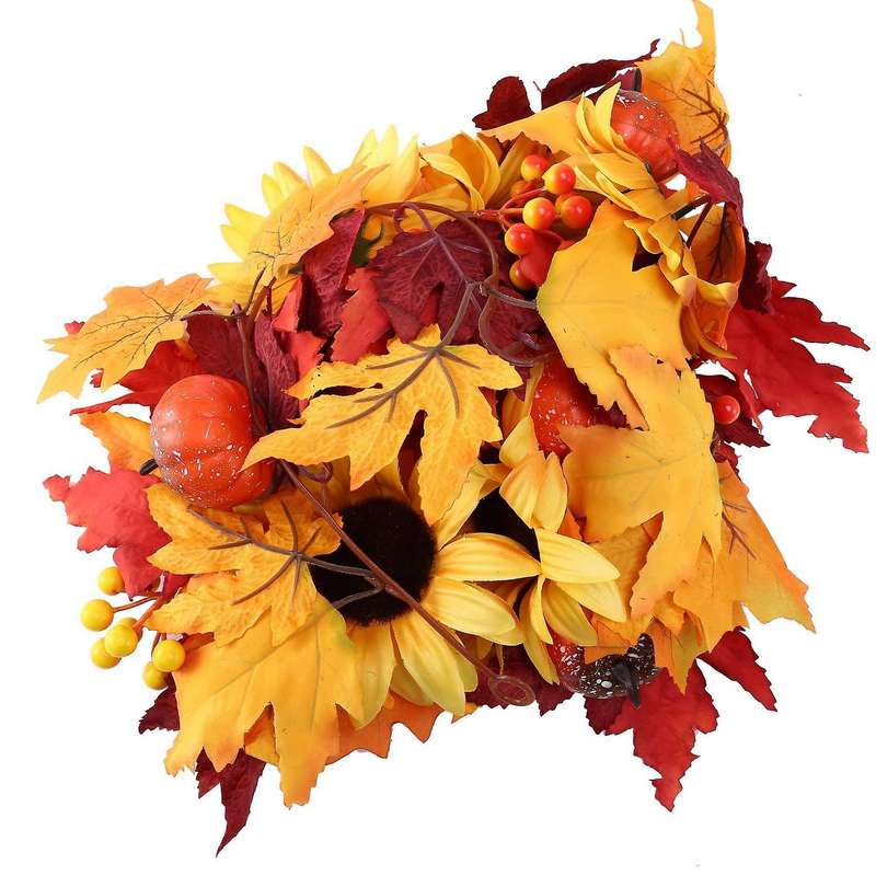 2x 177cm Artificial Maple Leaf Berries Sunflower Pumpkin Garland
