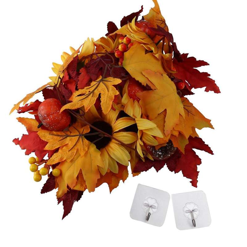 2x 177cm Artificial Maple Leaf Berries Sunflower Pumpkin Garland