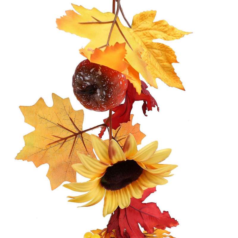 2x 177cm Artificial Maple Leaf Berries Sunflower Pumpkin Garland
