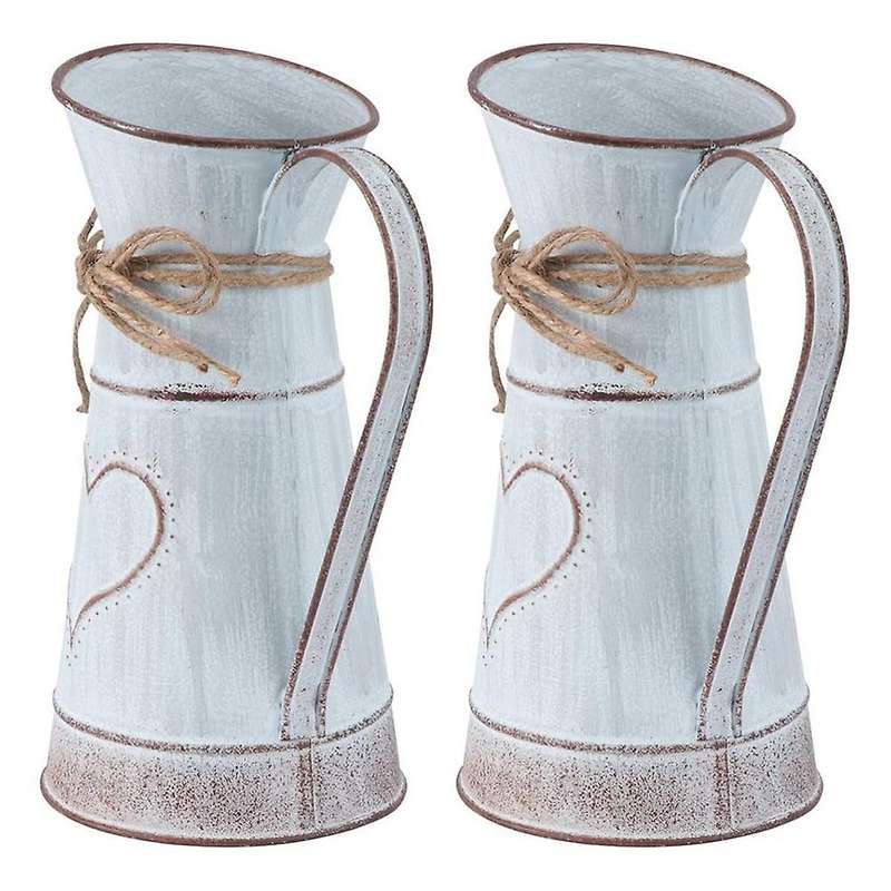 2pcs Flower Vase Vintage Galvanized for Home Table Decoration
