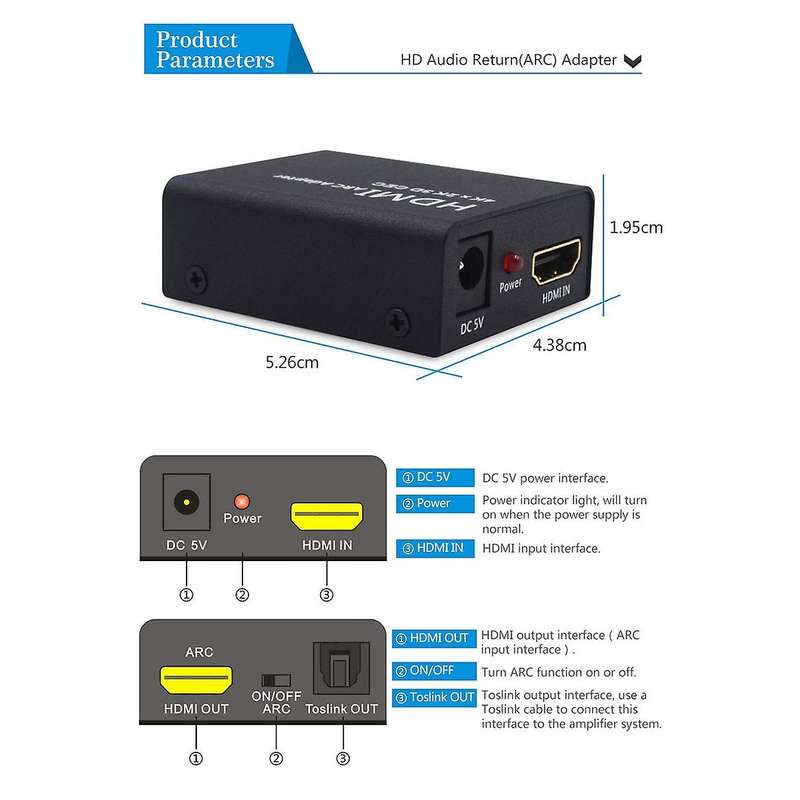 Hdmi-compatible to Arc 4kx2k Hdmi to Arc Converter for Laptop Dvd