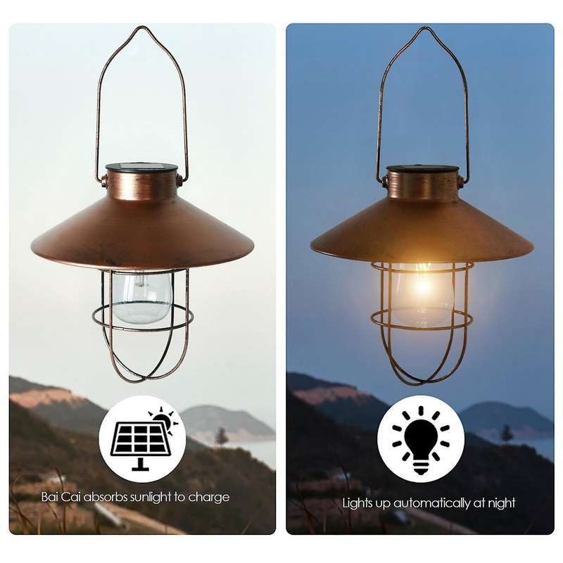 Hanging Solar Lights with Shepherd Hook, Metal for Garden Outdoor