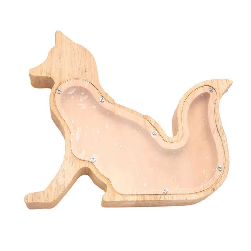 Fox Piggy Bank Pine Piggy Bank Transparent Decoration Gift 23x20cm