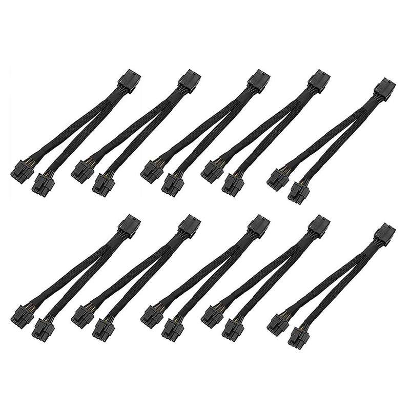 10pcs Gpu Pcie 8 Pin Female to Dual 2x 8 Pin(6+2) Male Pci Cable,20cm