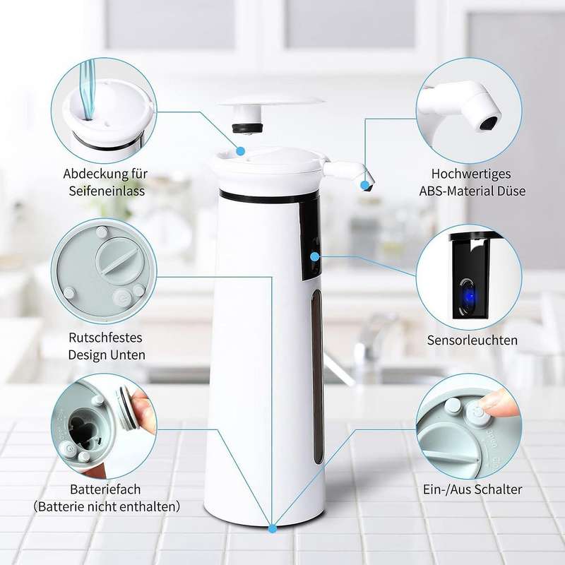 Automatic Soap Dispenser 350ml,for Bathroom Hotel Kitchen White