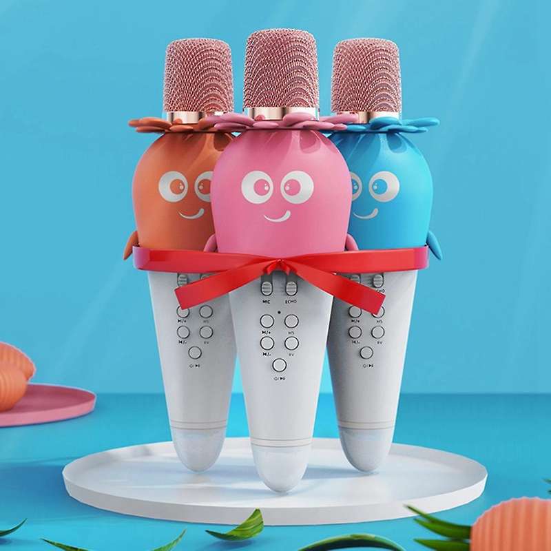 Bluetooth Condenser Mic Speaker with Led Lights for Kids Blue