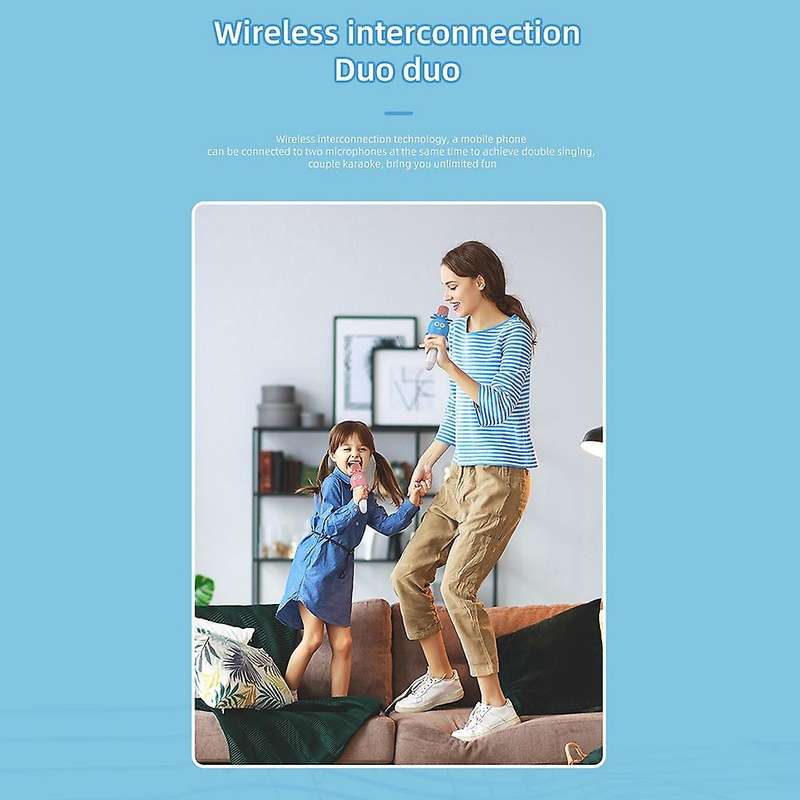 Bluetooth Condenser Mic Speaker with Led Lights for Kids Blue