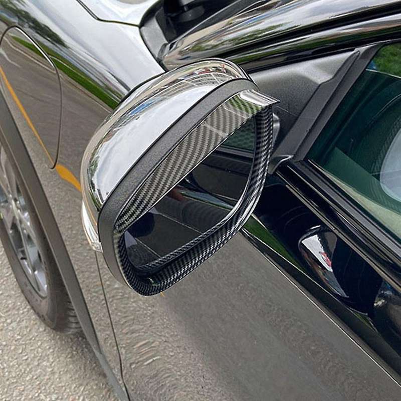 Car Abs Carbon Fiber Rearview Mirror Rain Eyebrow Cover Trim Frame