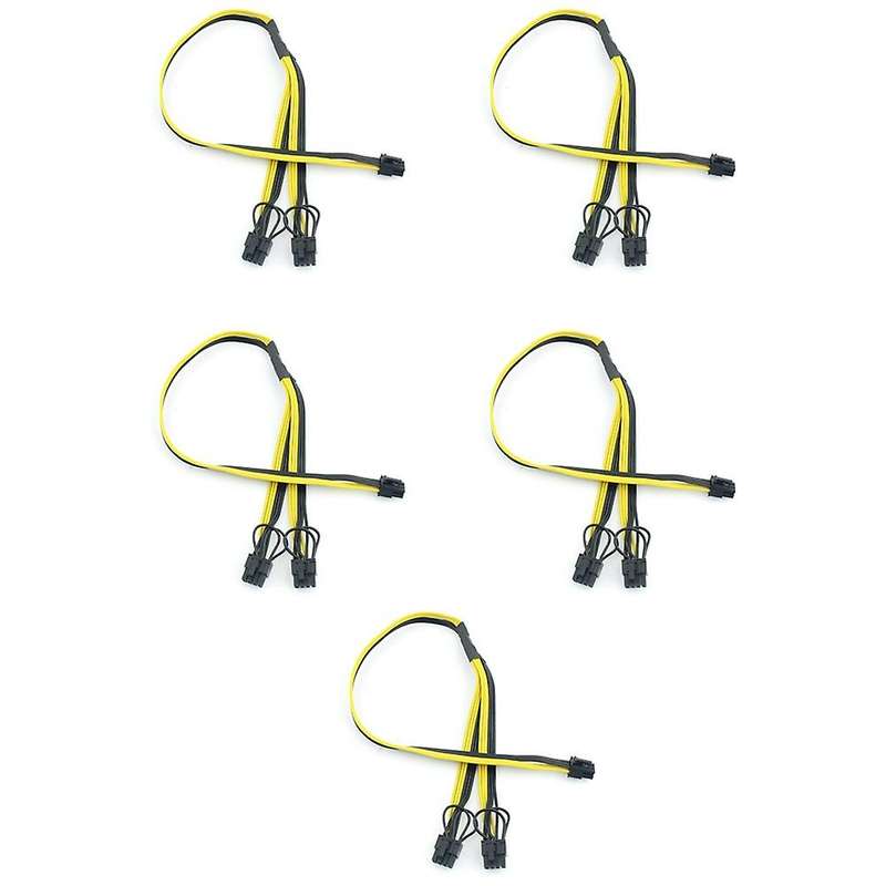 5pcs Pci-e Pci Express 6pin to Dual 2-port 8pin 6+2 Pin Adapter Gpu