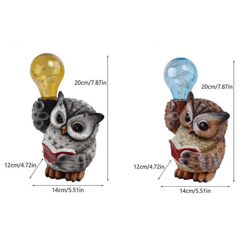 1pcs Mini Owl Figurine Miniatures Garden Solar Lights Night A