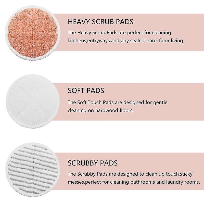 8 Pack Steam Mop Pads for Bissell : 4 Heavy Scrub Pads, 2 Soft Pads