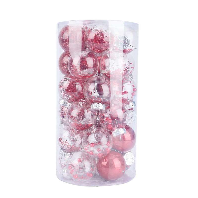 30pcs 6mm Christmas Tree Decoration Ball, Hanging Ball, Red