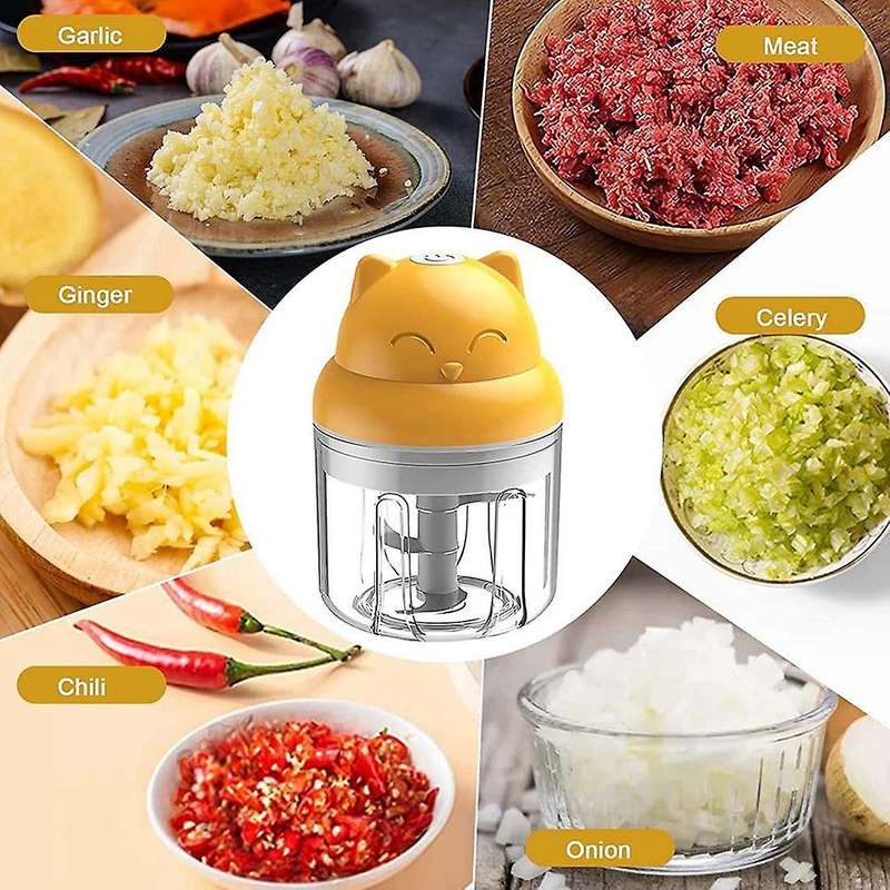 Mini Electric Food Chopper 250ml Cordless One Button Operation