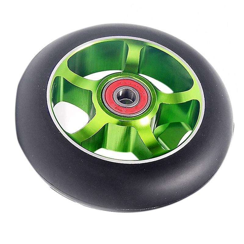 2pcs 100mm Scooter Wheels with Bearings Aluminum Scooter Parts,green