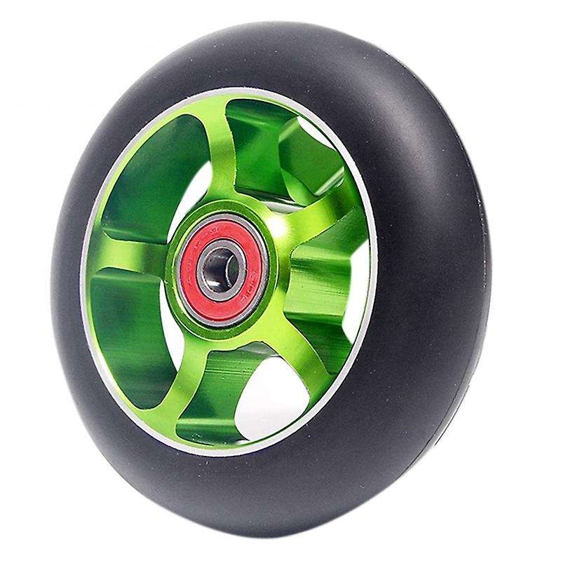 2pcs 100mm Scooter Wheels with Bearings Aluminum Scooter Parts,green
