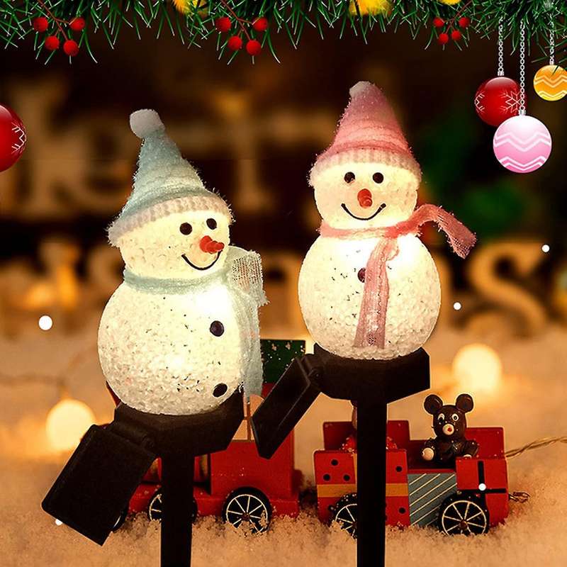 Snowman Decoration 2 Pack Solar Lights for Path Christmas Decoration