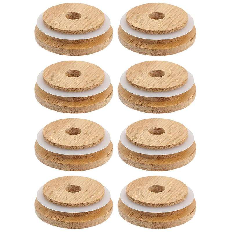 8pcs Reusable Bamboo Jar Lids 86mm Bamboo Mason Jar Lids