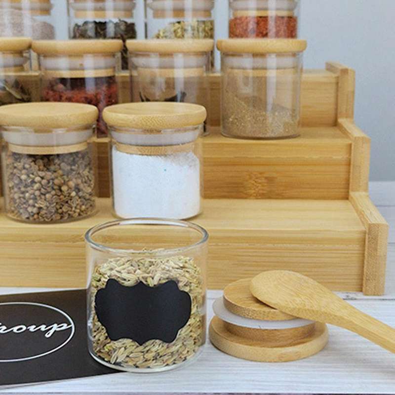 3-tier Non-expandable Bamboo Spice Rack Step Shelf Cabinet Organizer