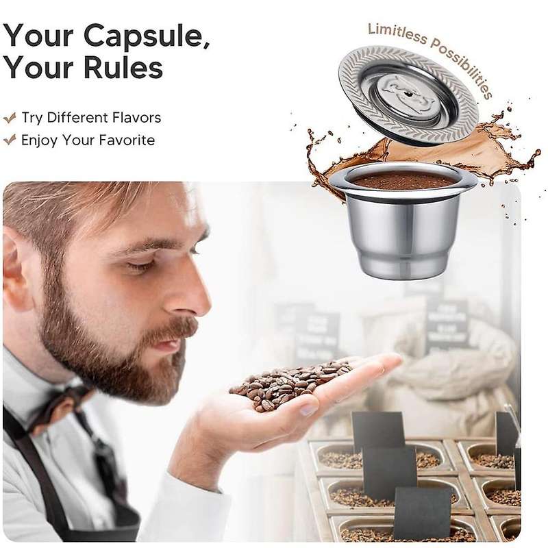 Stainless Steel Reusable Coffee Capsules for Nespresso Capsules