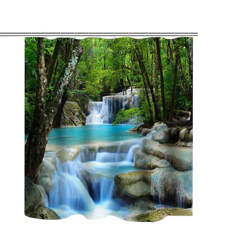 Bathroom Curtain with 12x Hooks Water-repellent Shower Curtain