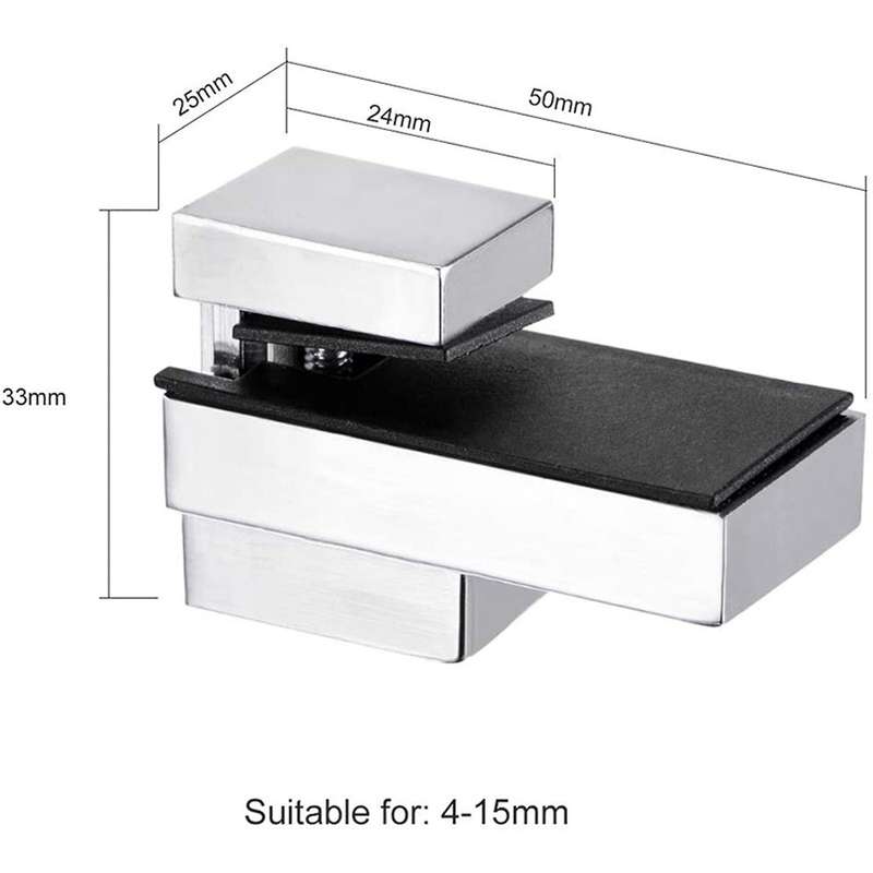 Glass Shelf Bracket, Glass Clamp Solid Zinc Alloy Wall Mount, 4pcs
