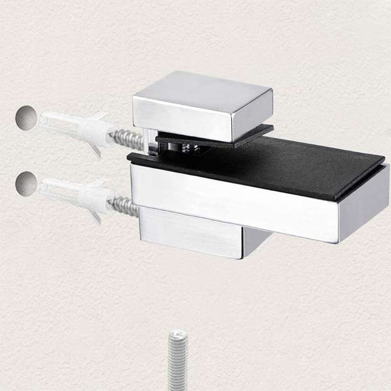Glass Shelf Bracket, Glass Clamp Solid Zinc Alloy Wall Mount, 4pcs