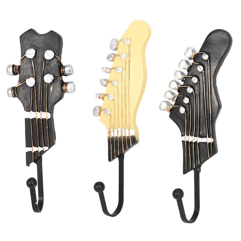 Vintage Guitar Shaped Decorative Hooks Rack Hangers Resin(3-pack)