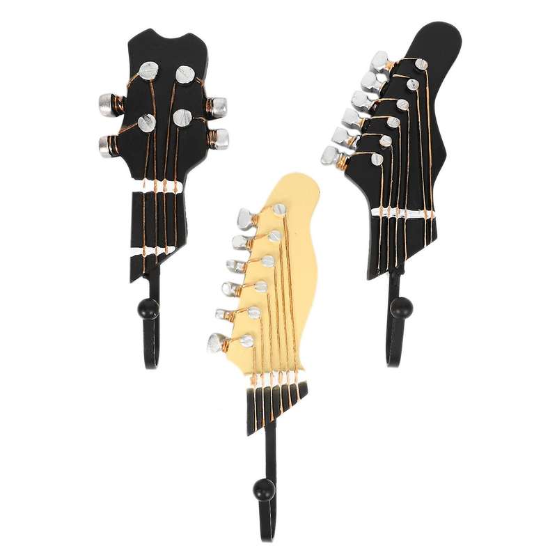 Vintage Guitar Shaped Decorative Hooks Rack Hangers Resin(3-pack)