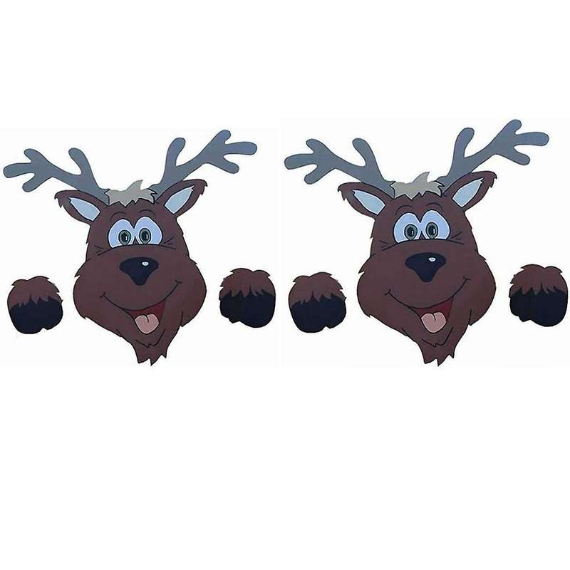 2pcs Christmas Fence Decor , Santa Claus Reindeer Fence Peeker, Funny