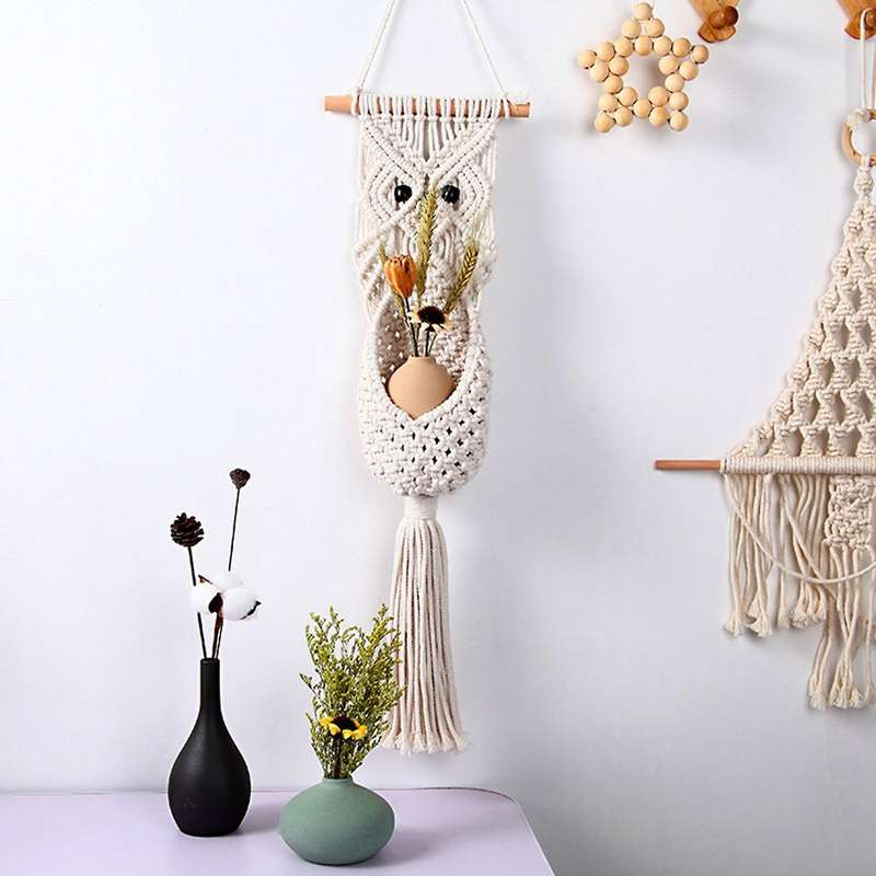 Owl Macrame Macrame Plant Hangers Handmade Cotton Rope Holder Stand