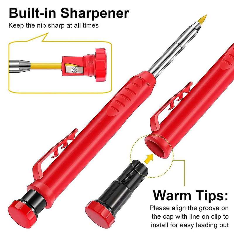 3 Pcs Solid Carpenter Pencils 2 Pcs Scriber with 3 Colors Refills