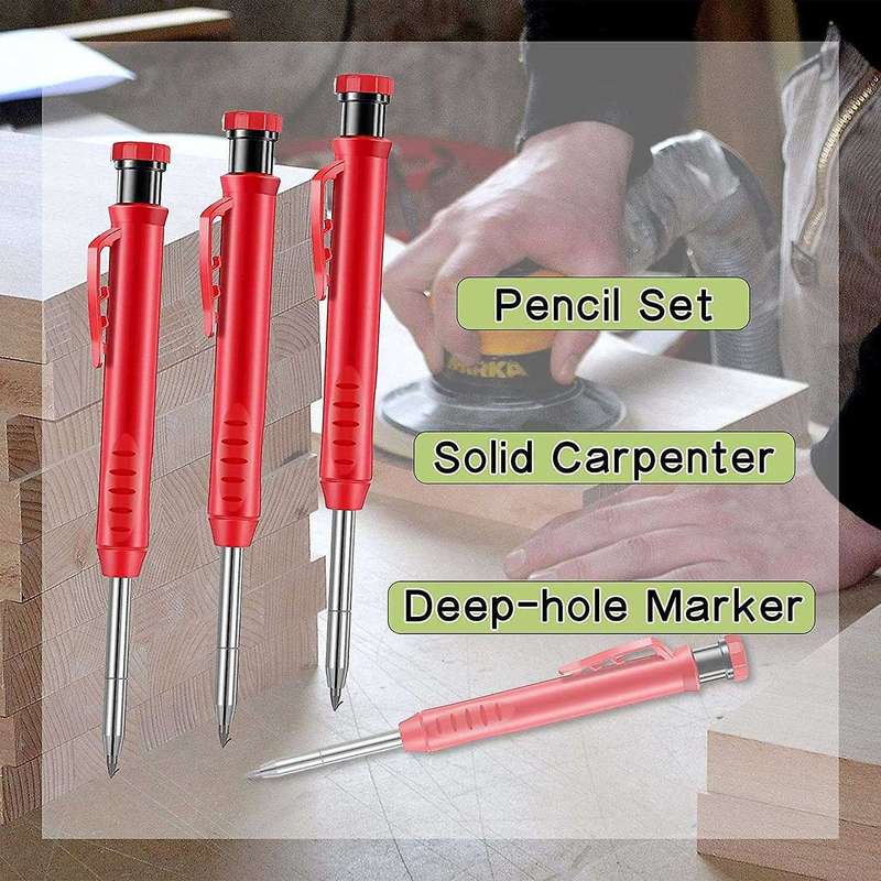 3 Pcs Solid Carpenter Pencils 2 Pcs Scriber with 3 Colors Refills