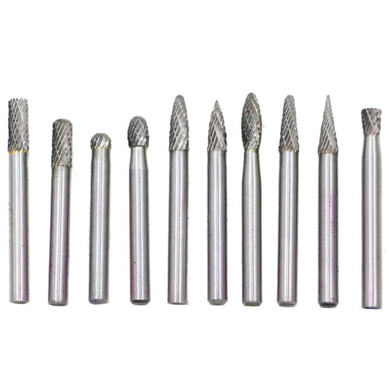 10 Sets Of Double-cut Solid Carbide Rotary Milling Cutters with 6 Mm