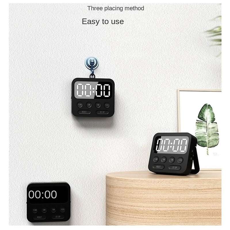 Magnetic Kitchen Timer Digital Cooking Study Led Counter Alarm Black