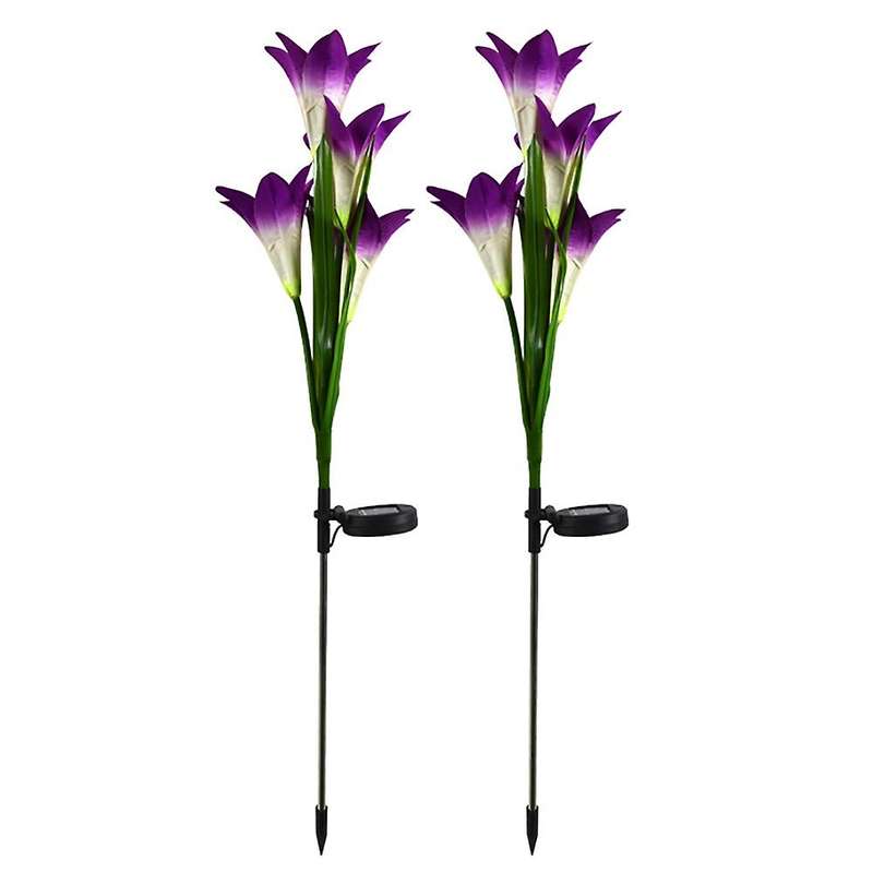 Lily Shape Night Light Beautiful Lily Flower Stake Flower Lights A