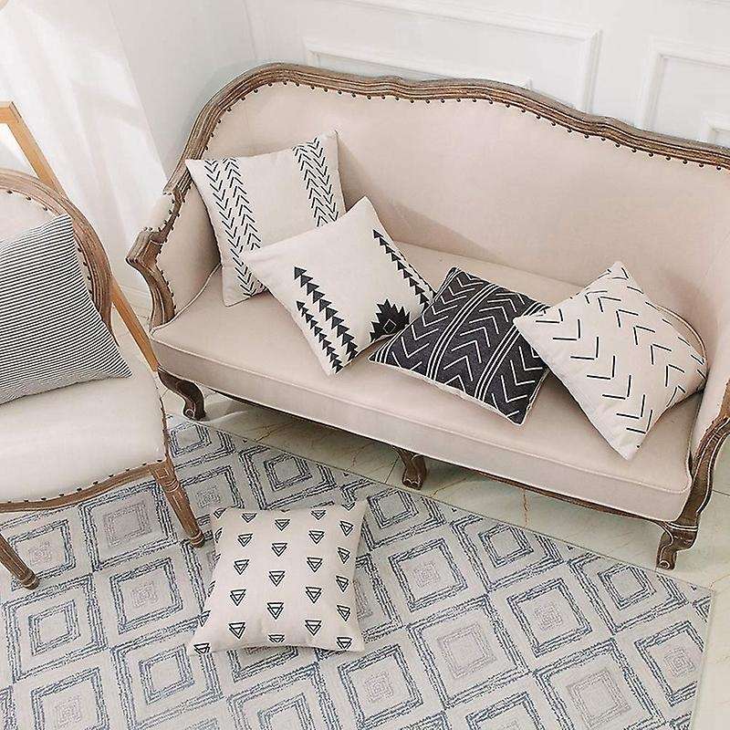 Geometric Pillow Case - Set Of 6 - Sofa Square Cushion Cushion Cover
