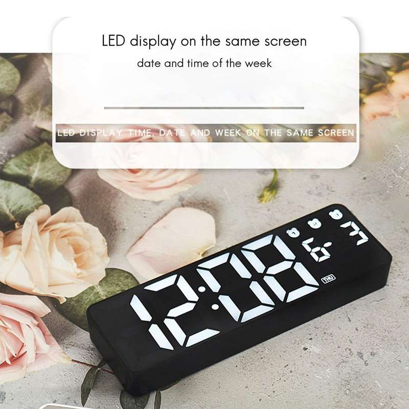 Digital Wall Clock Voice Control Snooze Led Clocks for Home Green