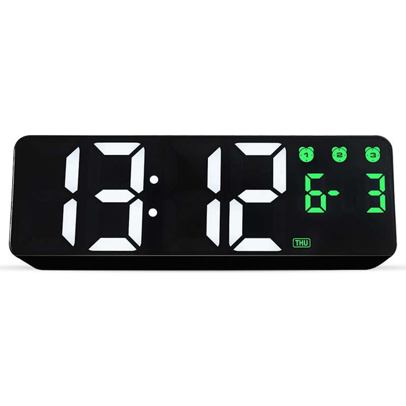 Digital Wall Clock Voice Control Snooze Led Clocks for Home Green