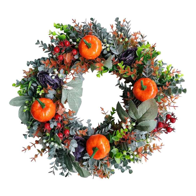 White Pumpkins Ranunculus Wreath Gorgeous Autumn Classic Farmhouse