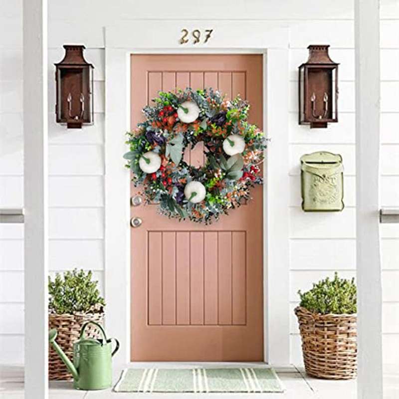 White Pumpkins Ranunculus Wreath Gorgeous Autumn Classic Farmhouse