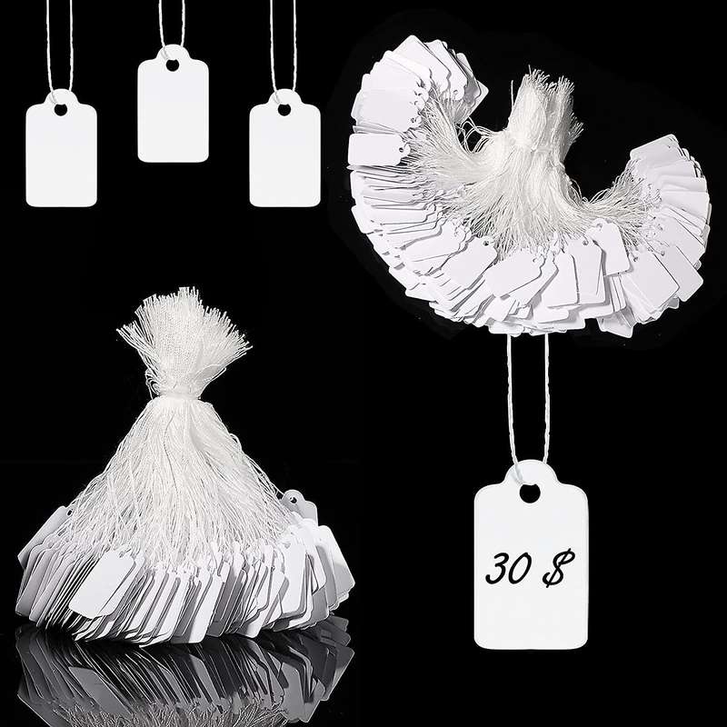 1500 Pcs White Marking Strung Tags Rectangle Price Marking Labels