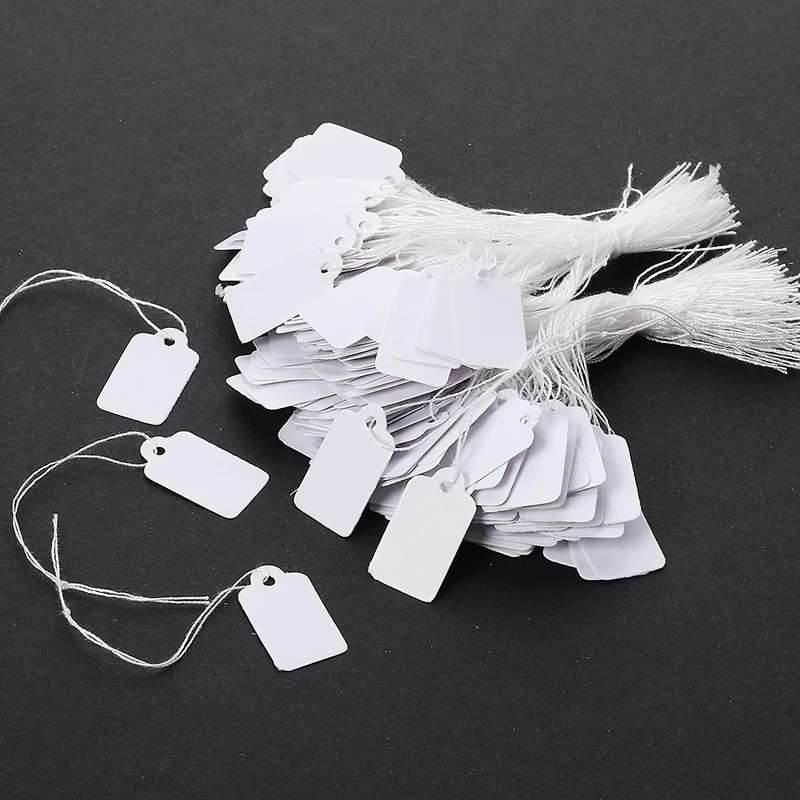 1500 Pcs White Marking Strung Tags Rectangle Price Marking Labels