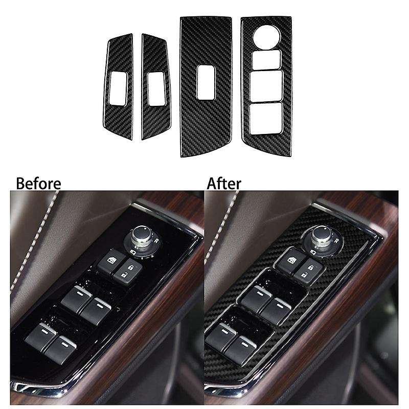 Car Carbon Fiber Window Glass Lift Button Trim Switch Cover Right