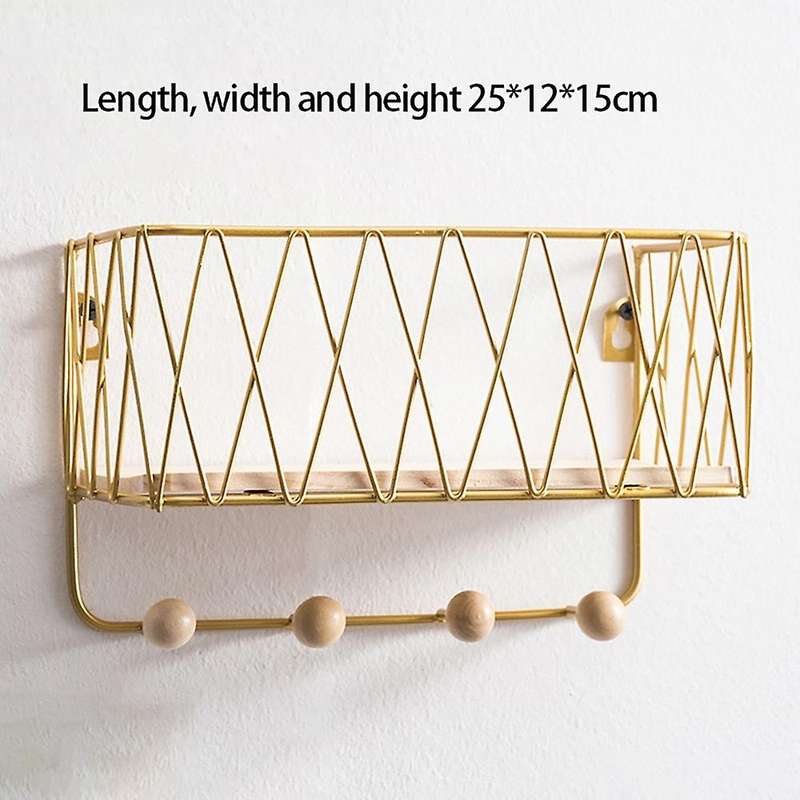 Wall Mount Iron Entryway Shelf Key Holder for Magazines and Keys C