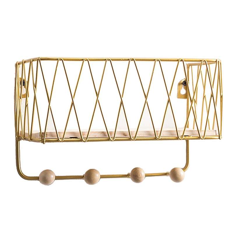 Wall Mount Iron Entryway Shelf Key Holder for Magazines and Keys C