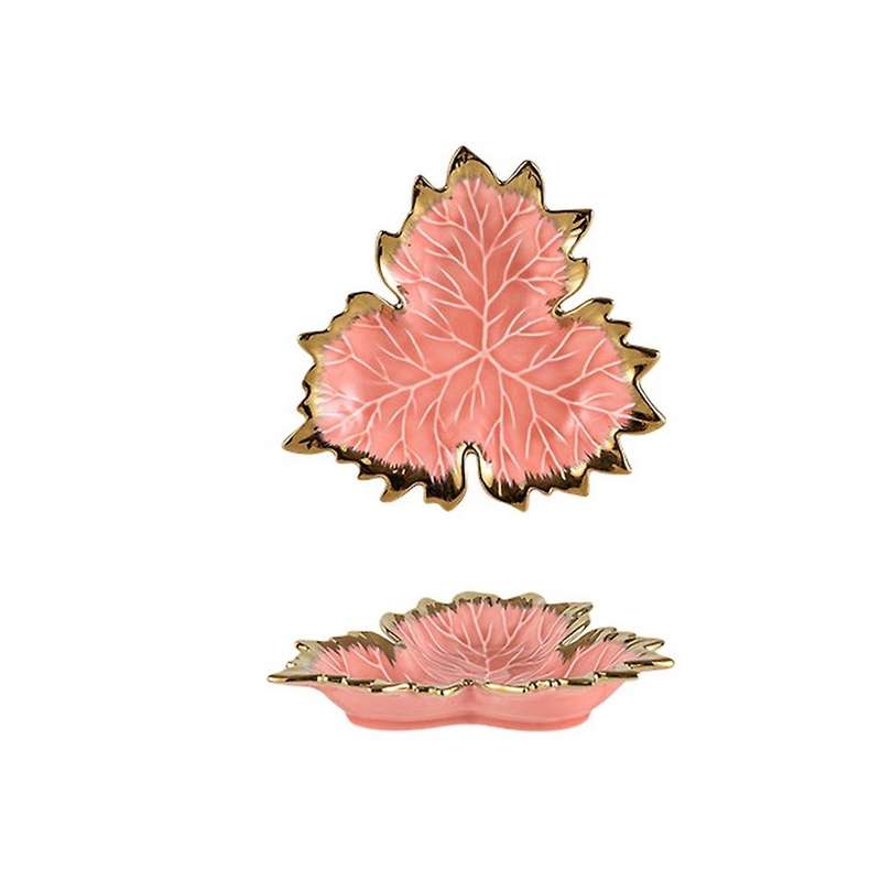 Phnom Penh Maple Leaf Plate Ceramic Jewelry Storage Tray Tableware E