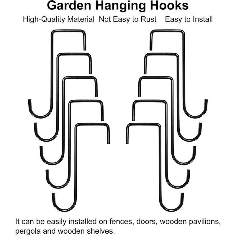 12pcs Plant Hooks Hangers Garden Over Fence Hooks for Hanging Baskets