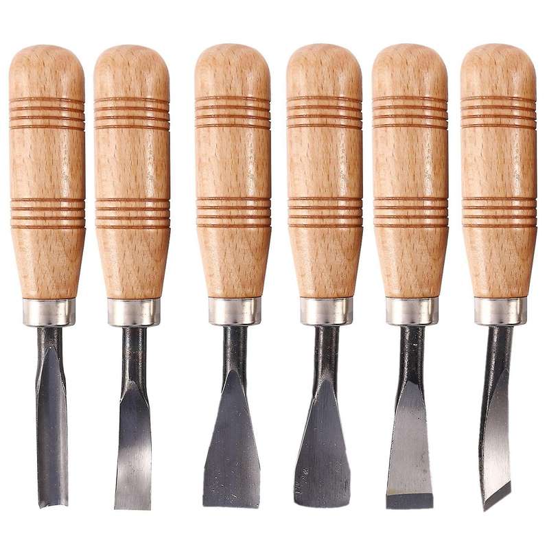 6pcs Woodcut Knife Wood Carving Chisel Set Chip Detail Kit